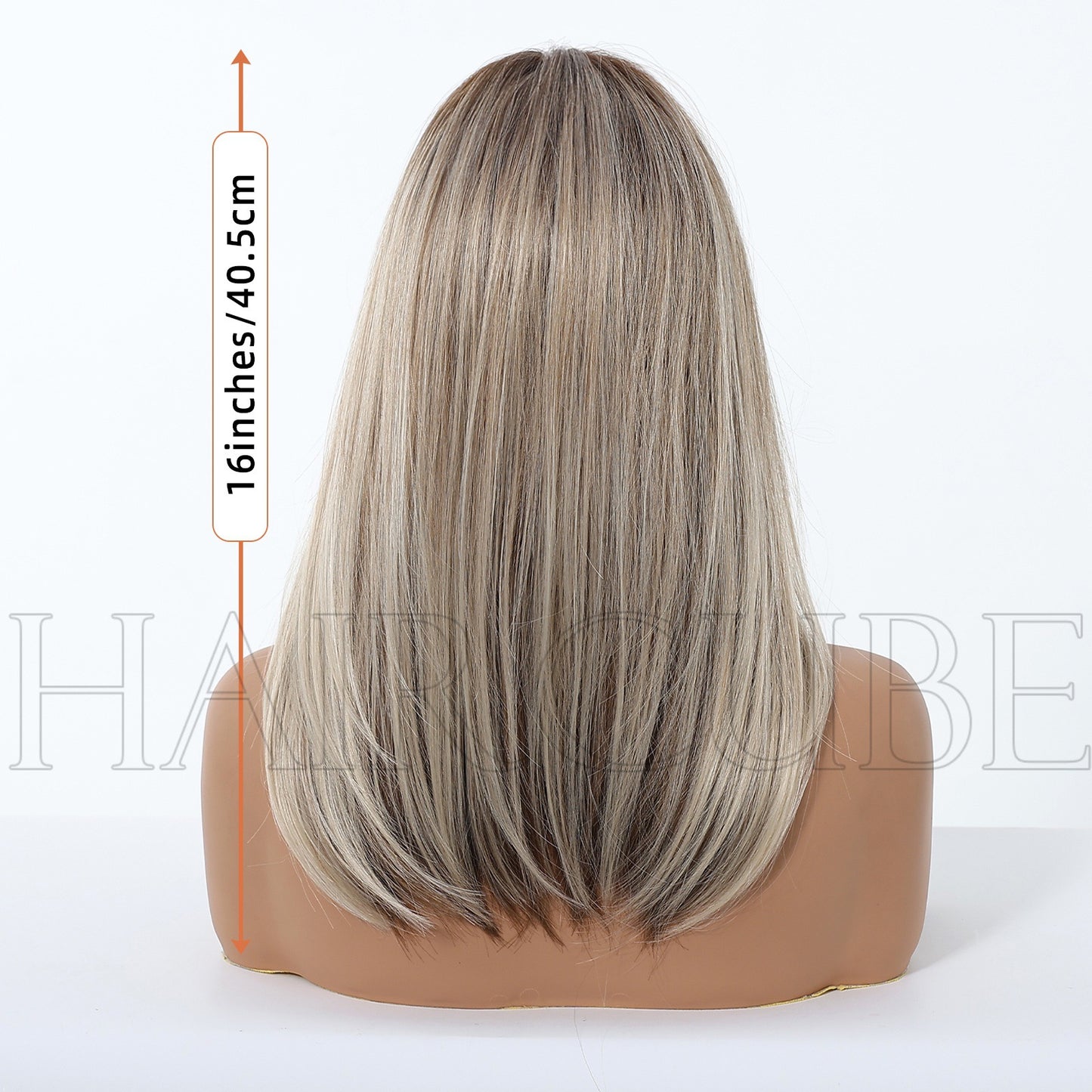 Mid-length Gradient Dyed Bangs Fiber Headgear Wig Short Straight Hair
