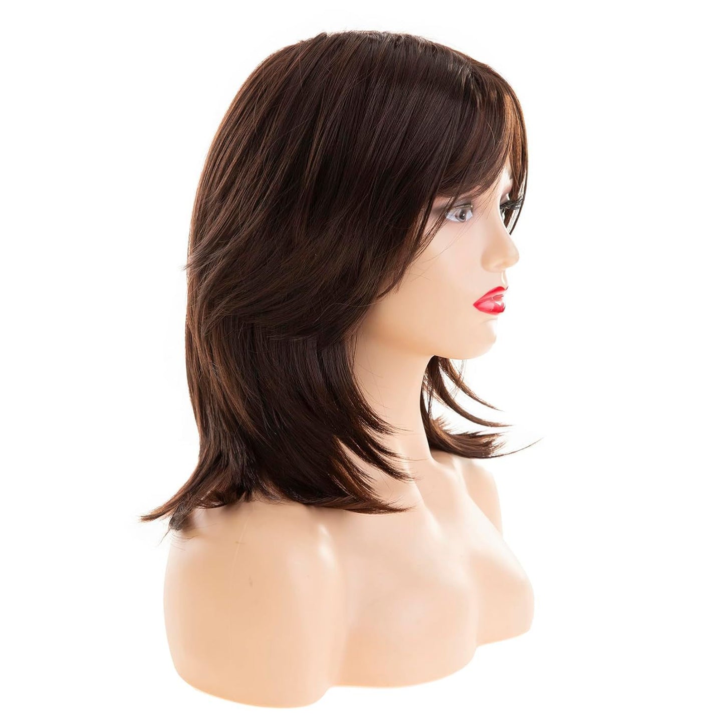 Women's Brown Fashion Synthetic Wigs Partial Medium Wig Short Straight Hair