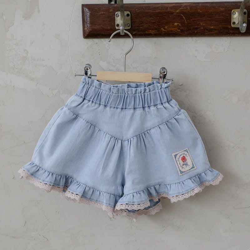Strawberry Shan Western Style Lace Printing Children's Pants