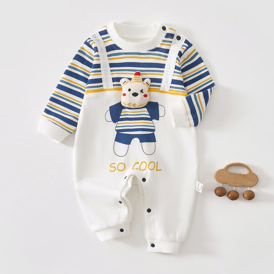 Women's & Men's Infant Long Sleeve One-piece Romper Clothes Born Pure Cotton Cartoon Jumpsuit, Climbing Suit
