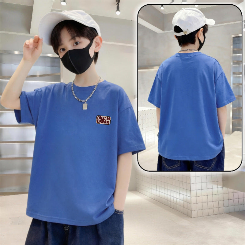 Children's Letter Printed Cotton Short-sleeved Boy Summer Clothing Loose Western Style Children's T-shirt