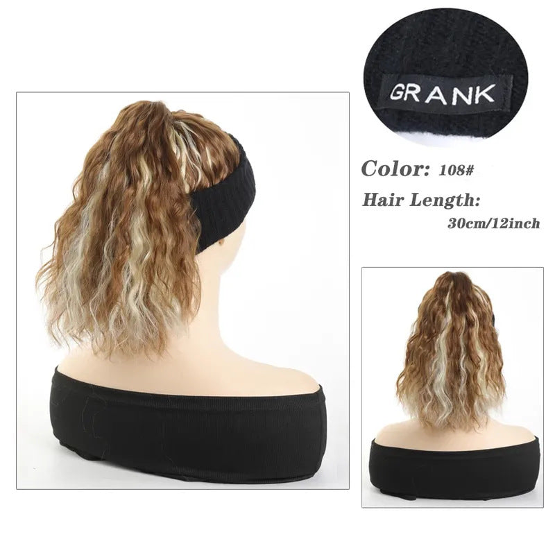 Women's Hat All-in-one Fashion Trendy Corrugated Curly Hair Air Top Wig Ponytail