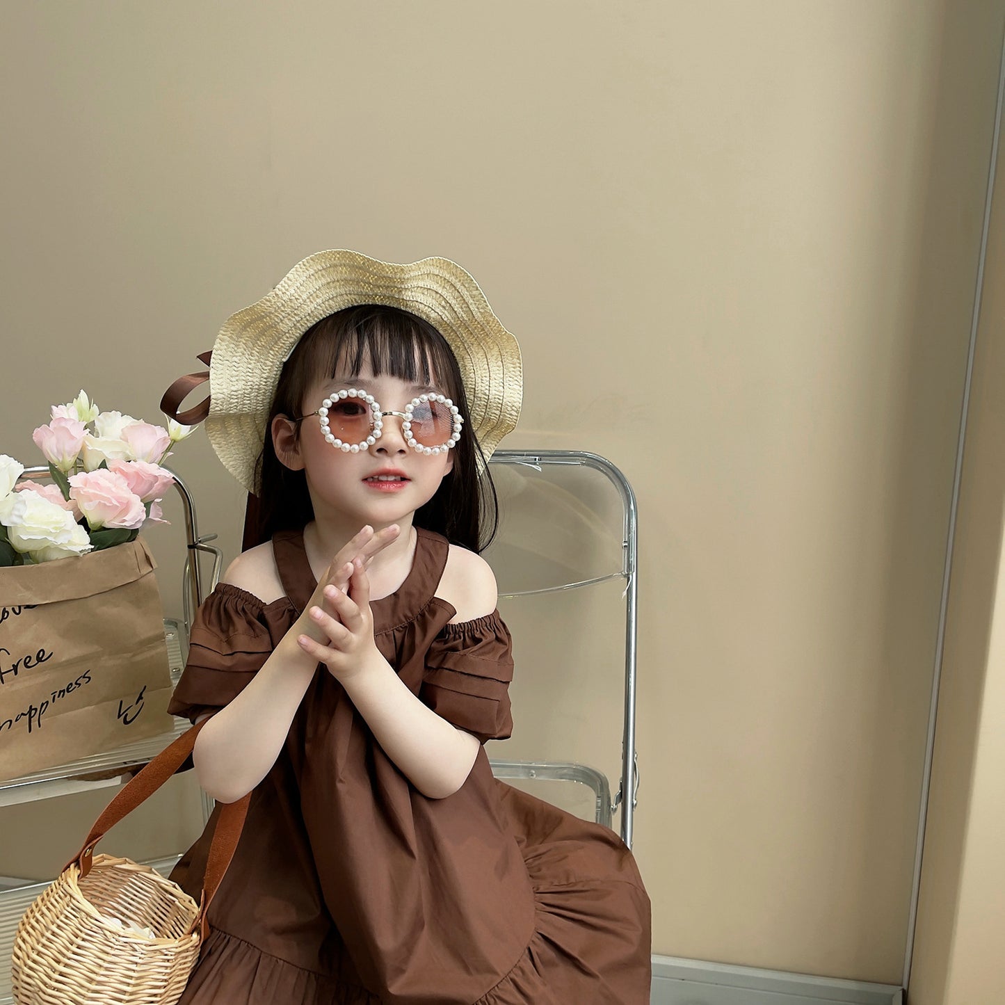 Summer Korean Cute Solid Color Cool Children's Dress