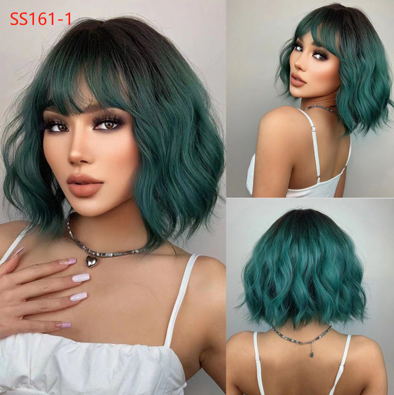Female Cute Style Golden Short Curly Hair Matte Fiber Full Wig Long Curls