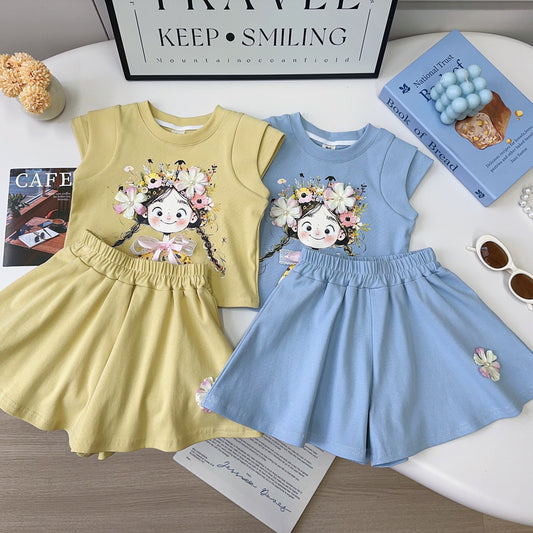 Korean Summer Fashionable Loose Casual Short-sleeved Shorts Children's Suit