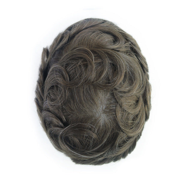 Men's Leather Hand Crochet V Needle Hairpiece Men's Wig