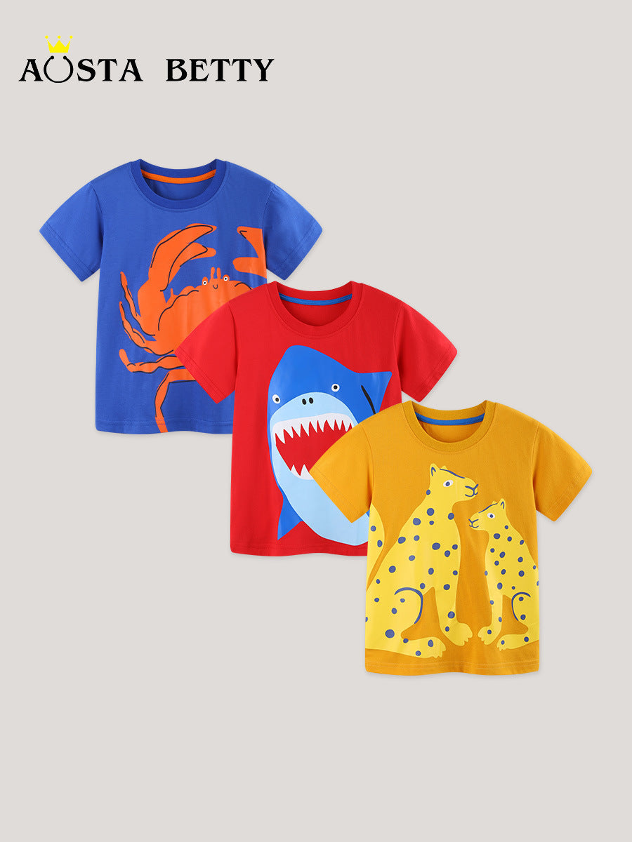 Children's Summer Fashion Printed Knitted Cotton Sweatshirt Mixed Children's T-shirt
