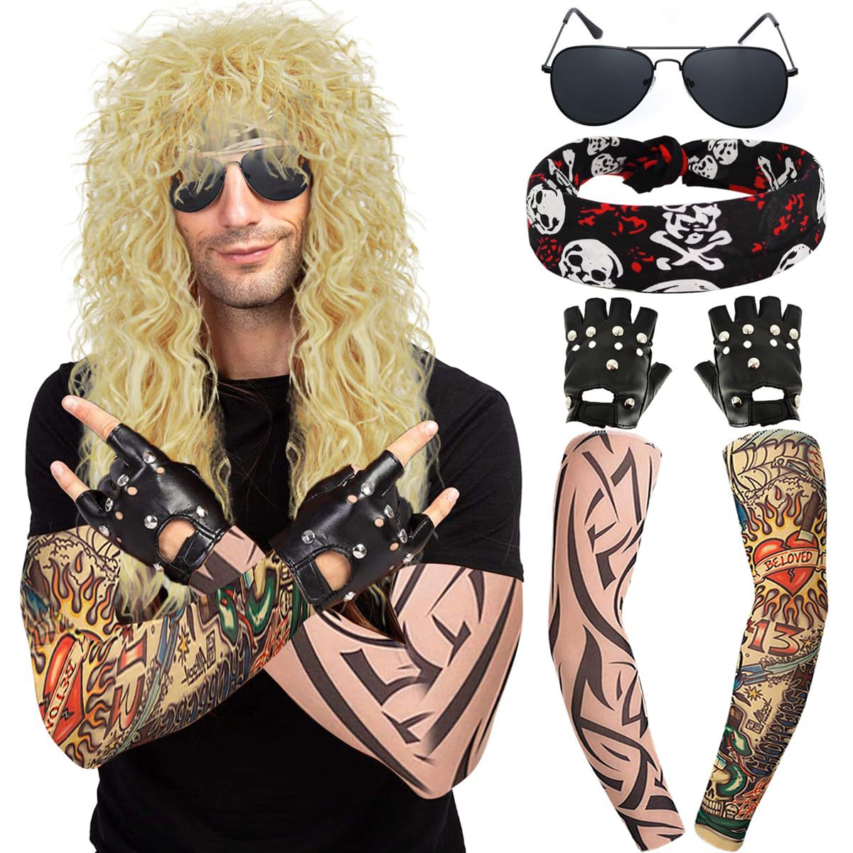 Women's & Men's Sun Protection Rocker Punk Rock Hip Wig Long Curls