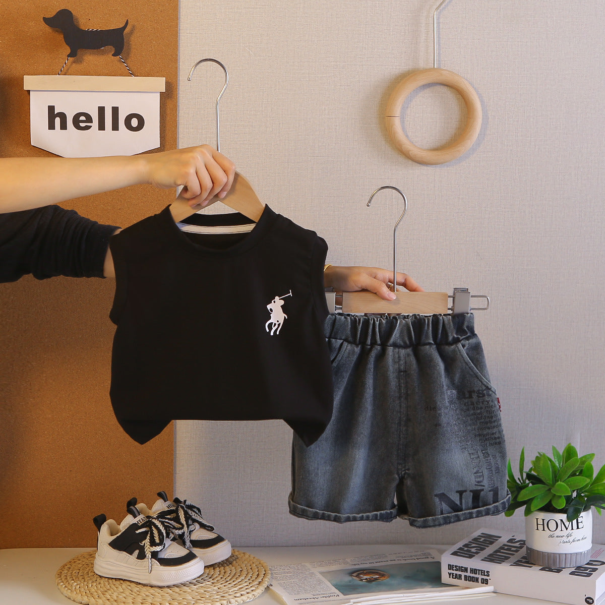 Children's Summer Clothing Cool Handsome Vest Western Style Fried Street Sleeveless Children's Suit