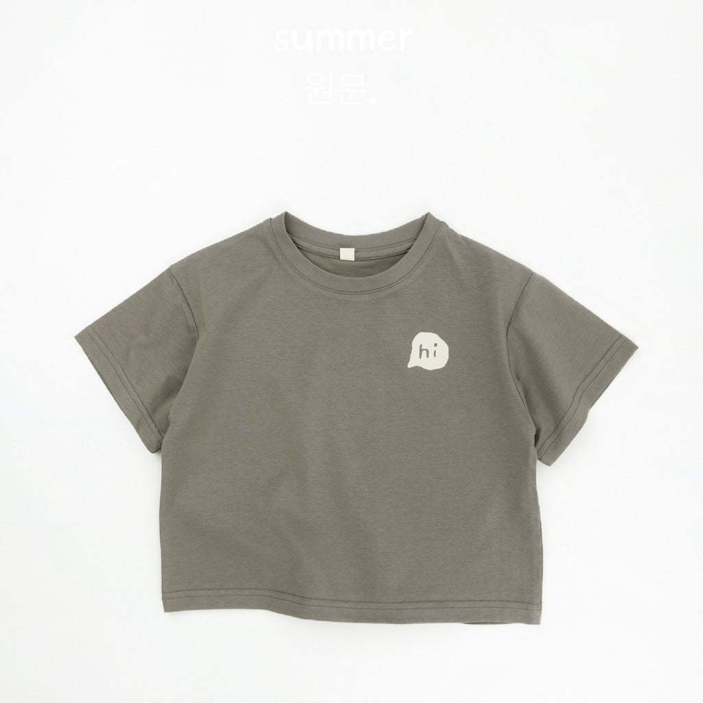 Children's Clothes For Boys Korean Style Fresh Letters Half Sleeve Shirt Children's T-shirt
