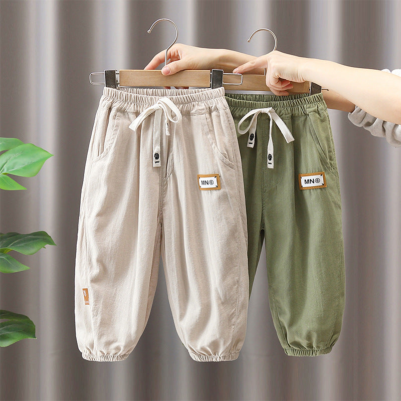 Children's Thin Casual Western Style Cotton Linen Loose Children's Pants