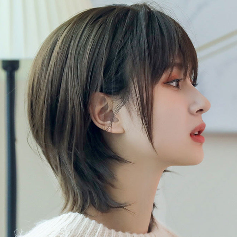 Women's Fashion Handsome Neutral Fiber Head Cover Wig Short Curly Hair