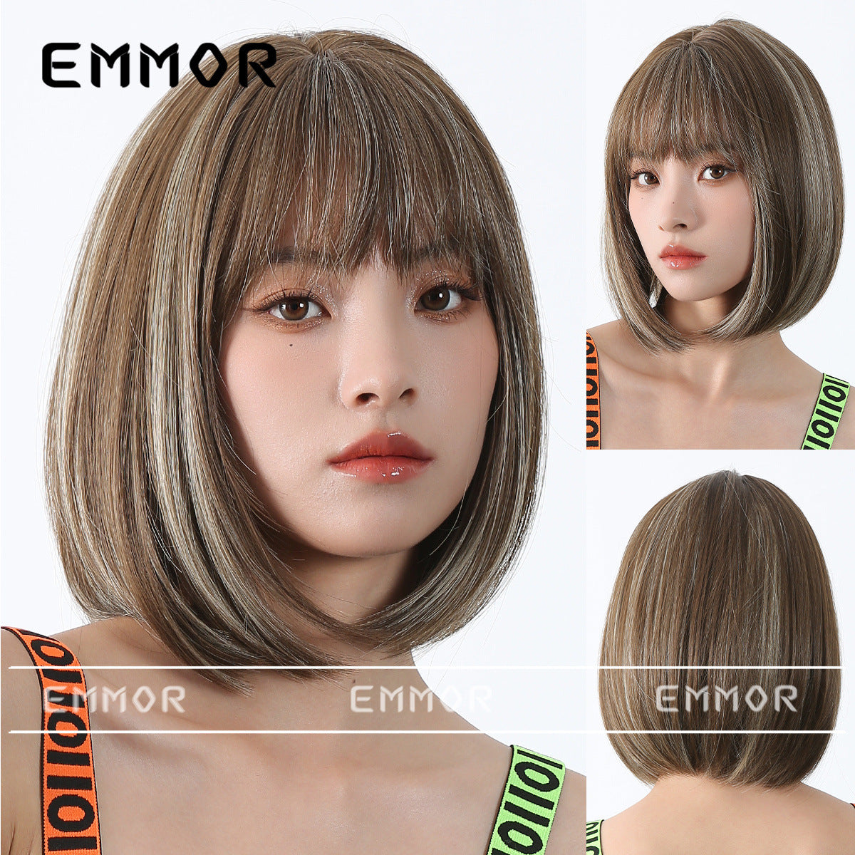 Women's Color Summer Daily Bangs Fluffy Natural Wig Short Straight Hair