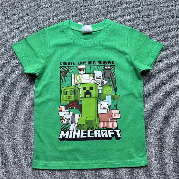 Children's Clothing Daily Order Summer My World Game Theme Series Solid Children's T-shirt