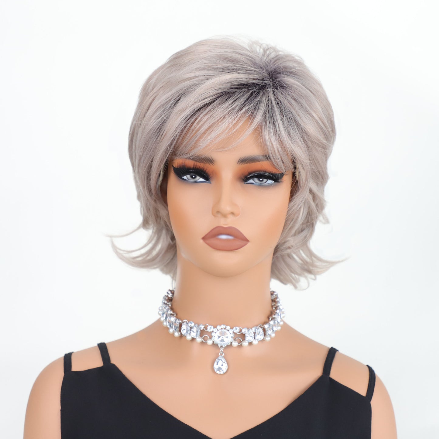 Fashion Granny Grey Gradient Synthetic Wigs Wig Short Curly Hair
