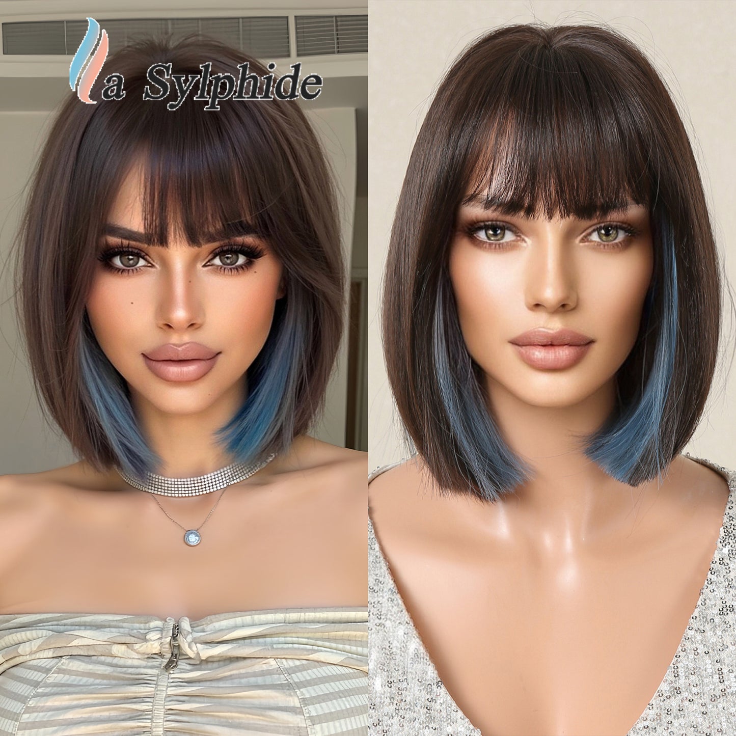 Face Natural Simulation Human Hanging Ear Dyed Wig Short Straight Hair