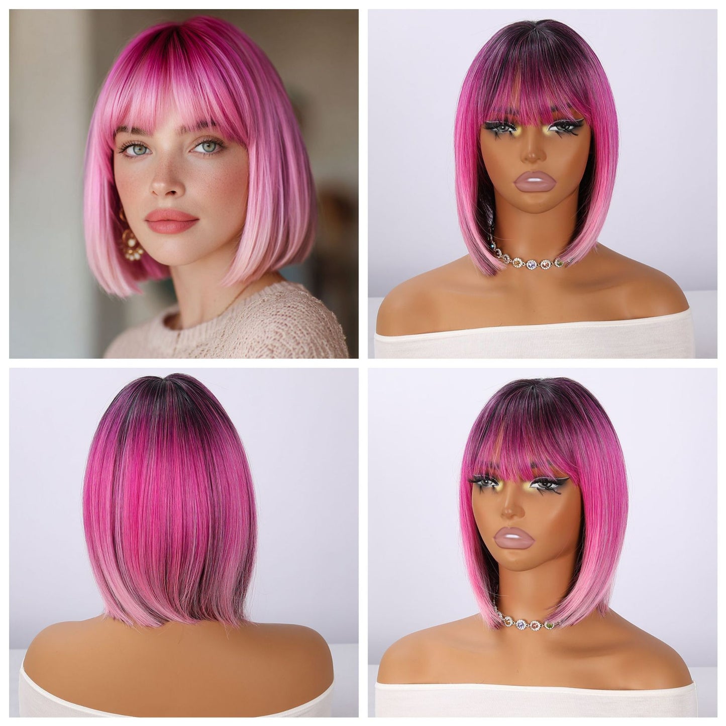 Innovative Women's Fiber Fashion Inner Buckle Wig Short Straight Hair