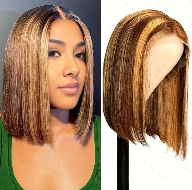 Women's Straight Hair Mid-length Fiber Chemical Mechanism Men's Wig