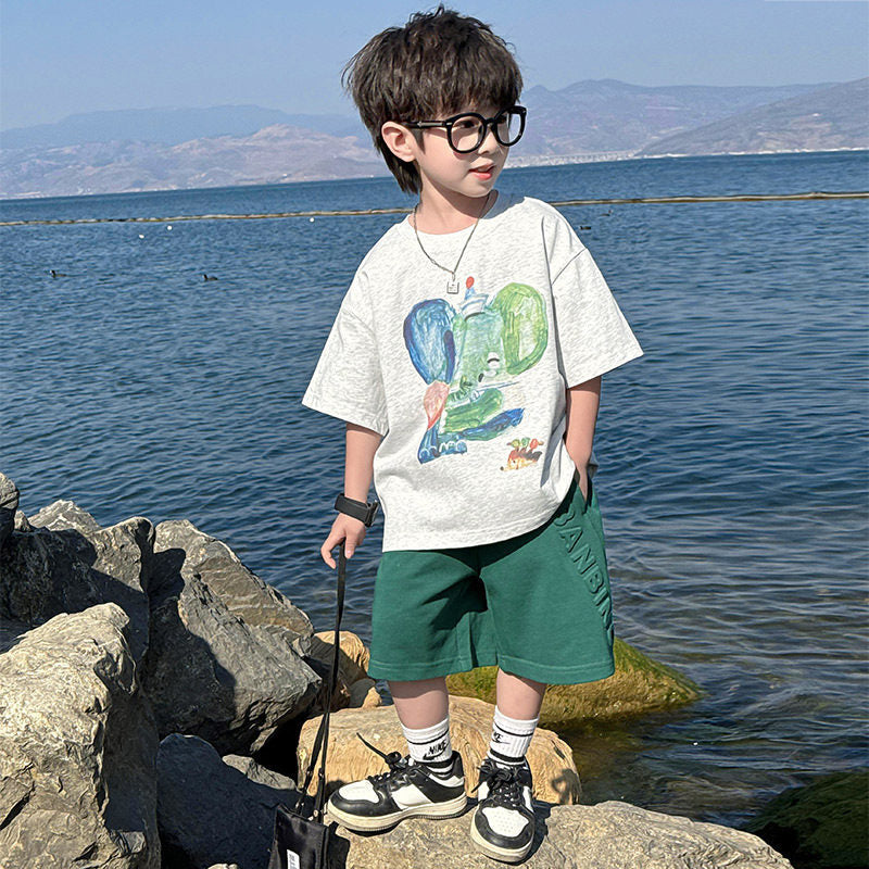 Teens Short Sleeve Summer Loose Printed Cotton Children's T-shirt