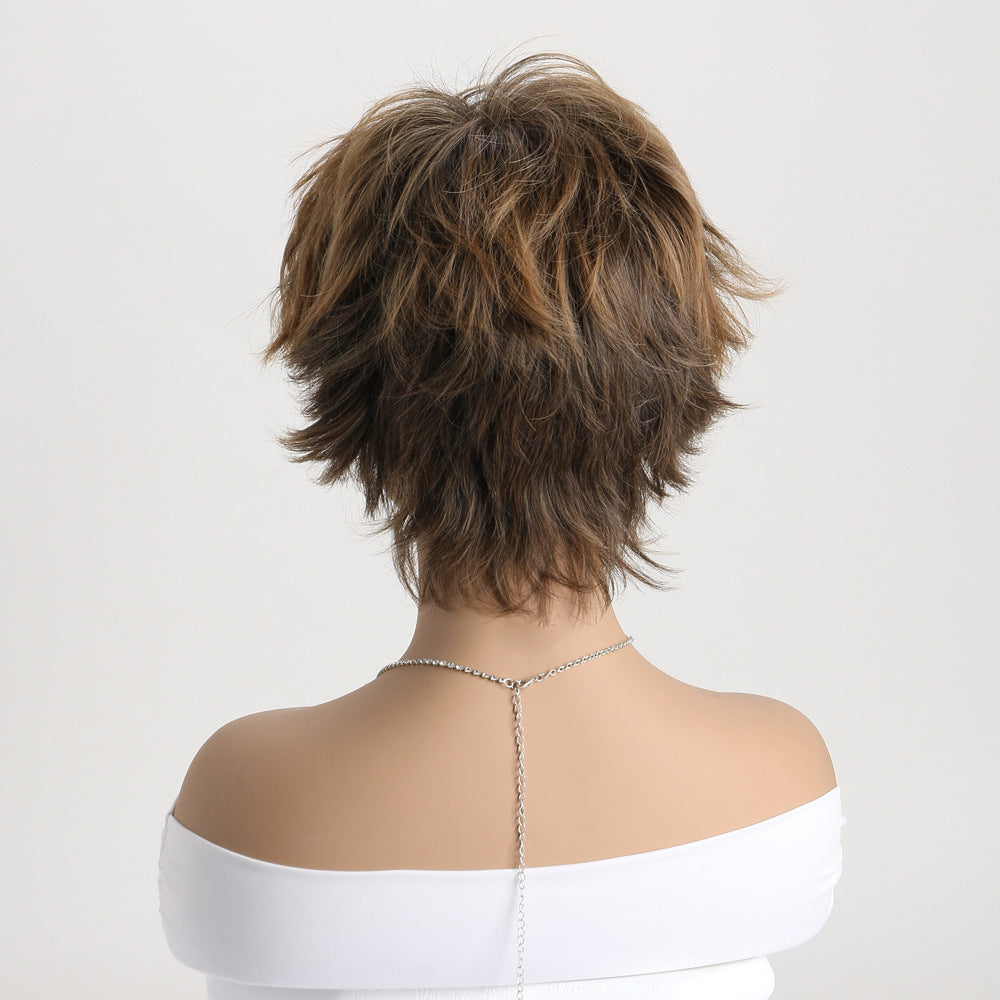 Beautiful Realistic Fluffy Chemical Fiber Hood Wig Short Curly Hair
