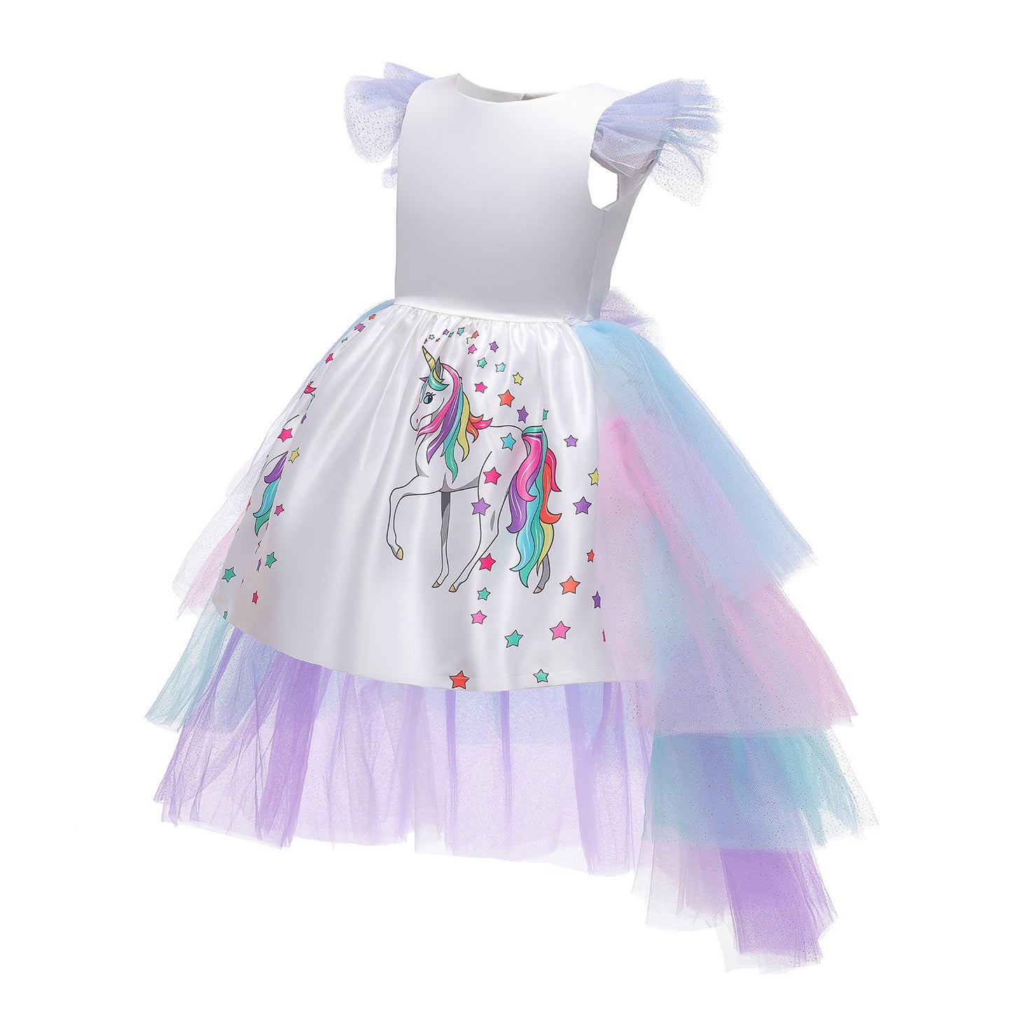 Children's Unicorn Theme Rainbow Gradient Mesh Trailing Princess Birthday Children's Dress