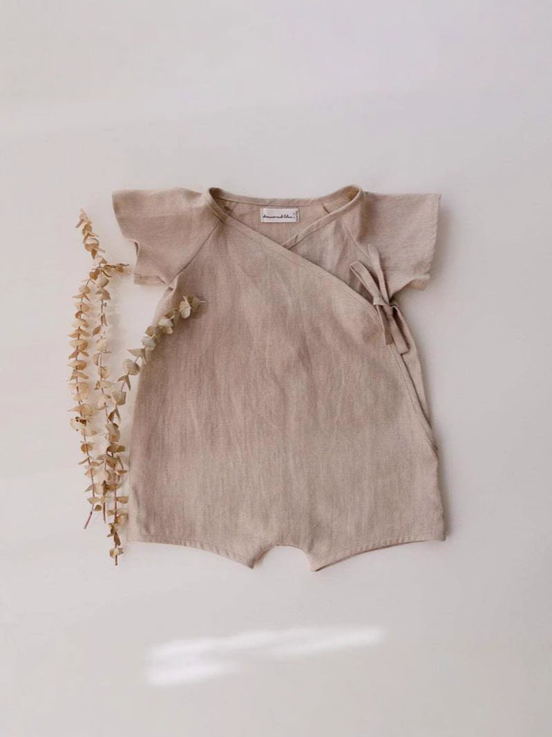 Cotton Short Sleeve Rompers Born Solid Color Jumpsuit, Climbing Suit