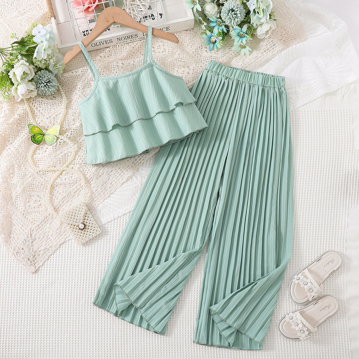 Children's Short Suspenders Pleated Trousers Two-piece Clothing Children's Suit