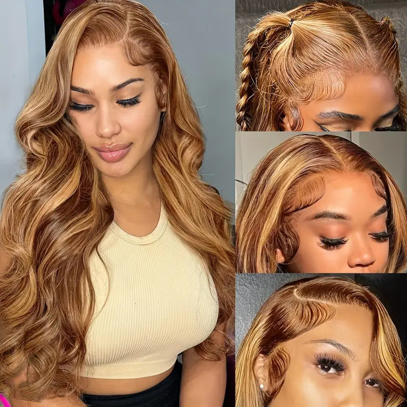 Front Lace Female Highlight Gradient Big Wave Curly Hair Wig Long Curls
