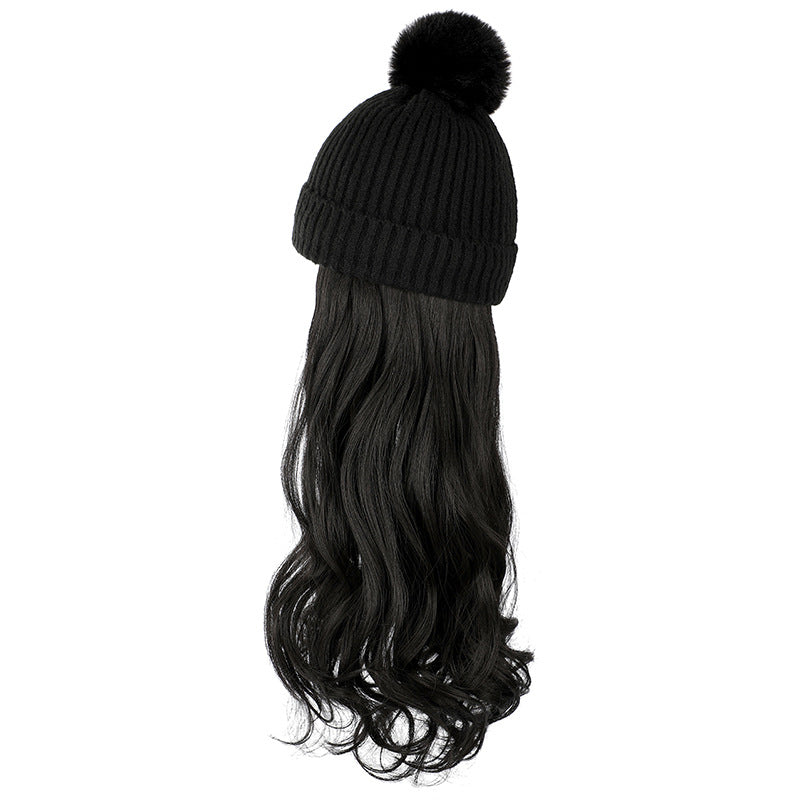 Hat Curly Hair Removable Fashion Woolen Natural Wig Long Curls