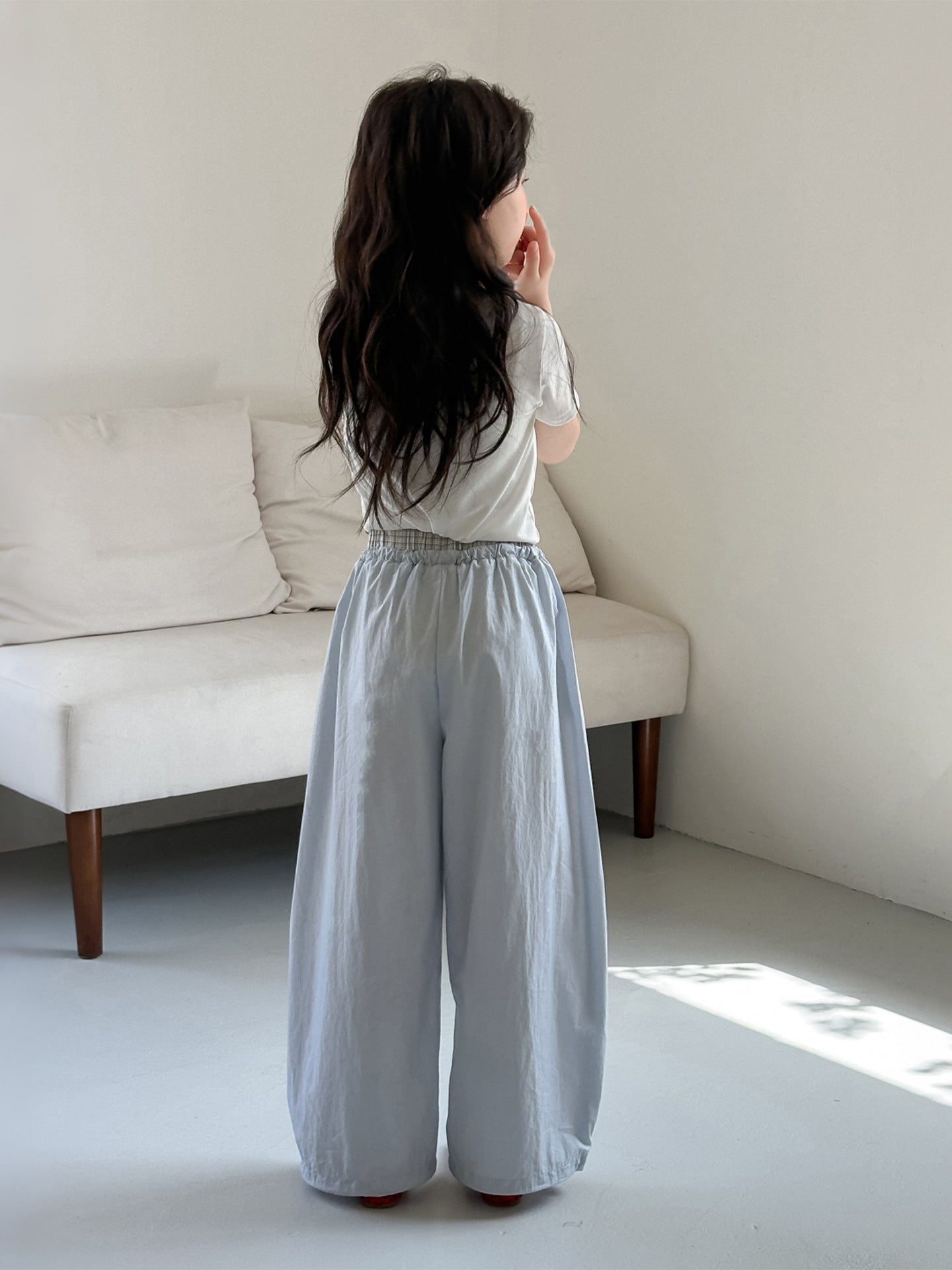 Embroidered Bow Loose Teens Casual Straight Children's Pants