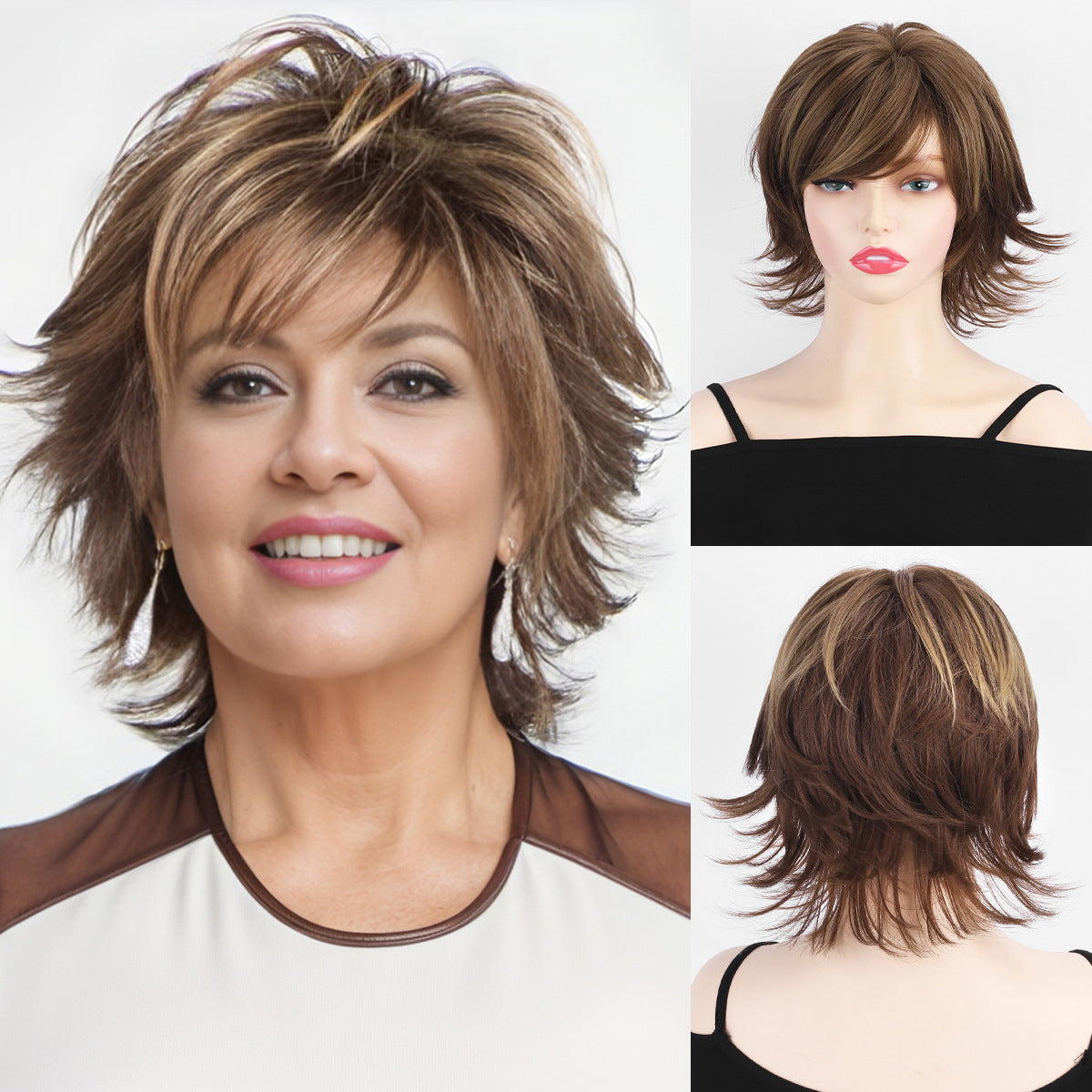 Beautiful Realistic Fluffy Chemical Fiber Hood Wig Short Curly Hair