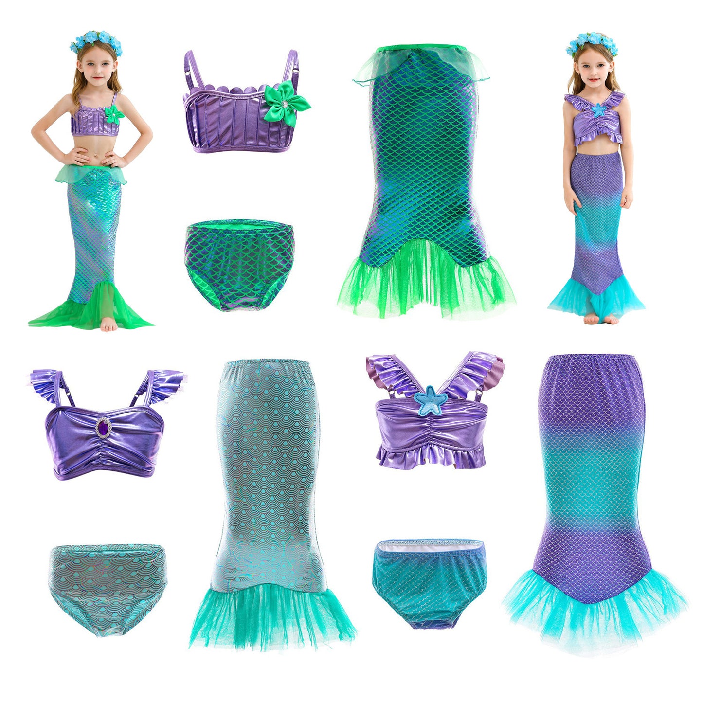 Mermaid Princess Tail Ball Gown Clothes Children's Dress