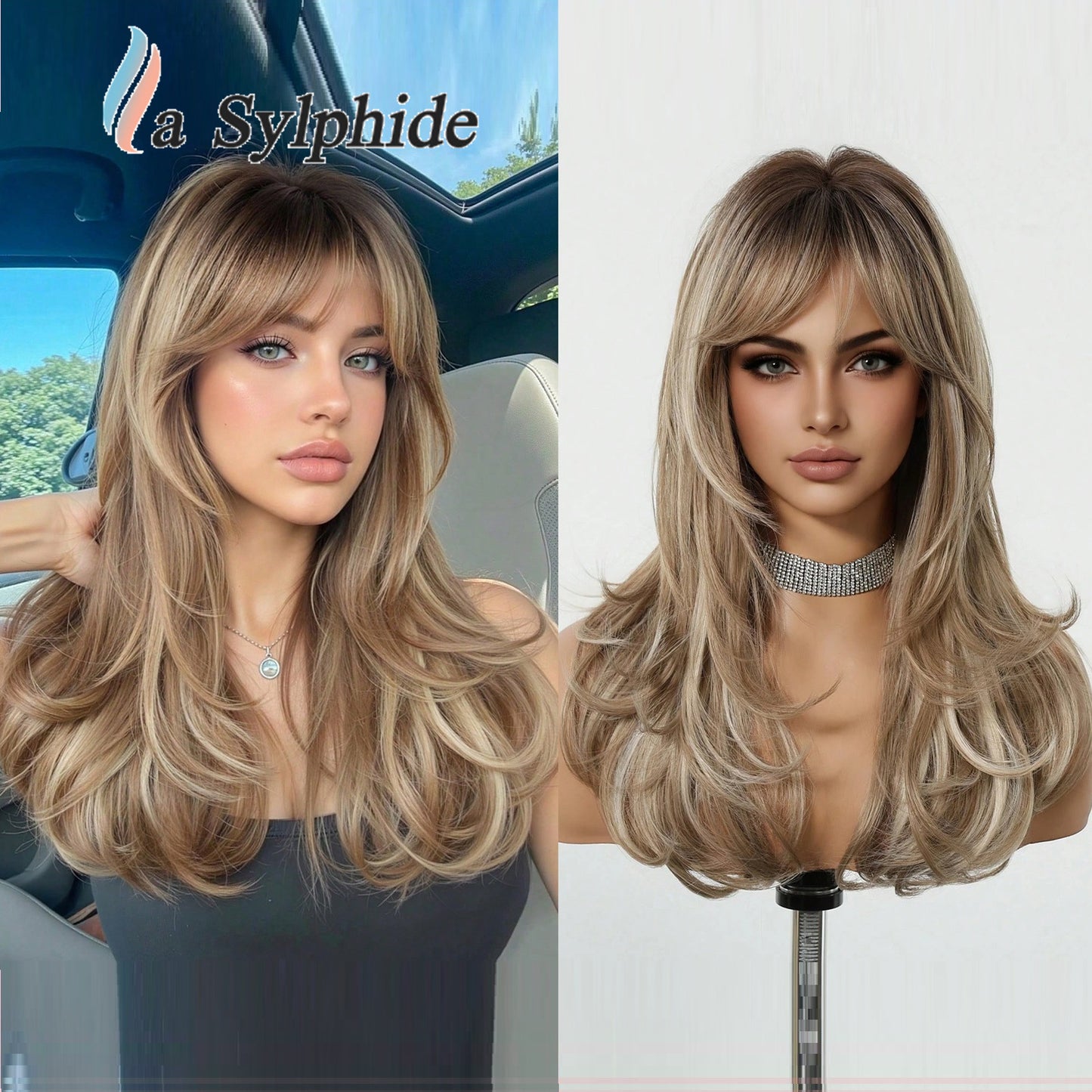 Resistant Golden Overseas Warehouse Curly Hair Bangs Wig Long Curls