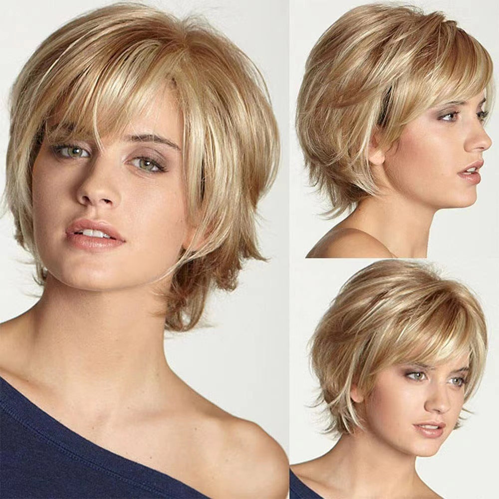 Elegant Charming Women's Golden Set Fashion Wig Short Straight Hair