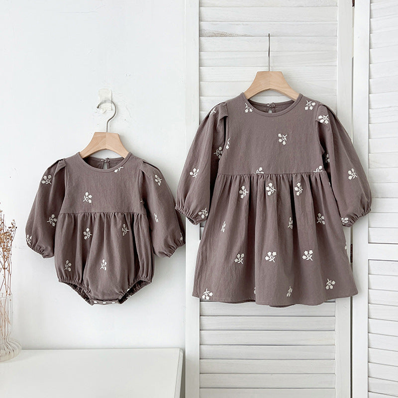 Long Sleeve Rompers Romper Sisters Outfit Children's Dress