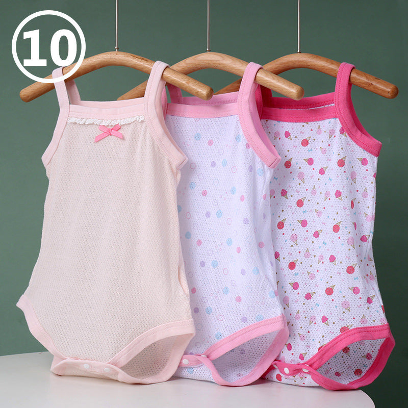 Summer Sling Pure Cotton Class Clothes For Babies One-piece Crawling Jumpsuit, Climbing Suit