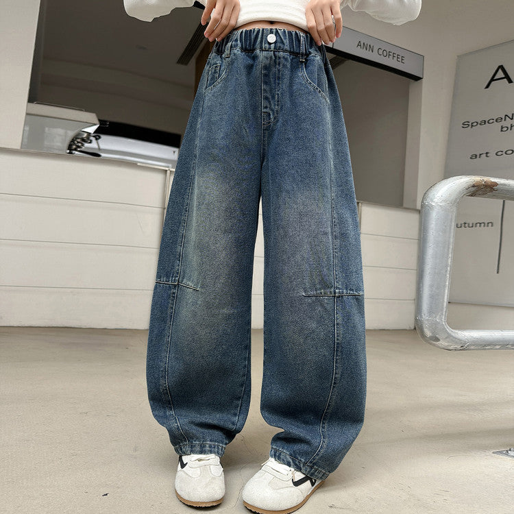 Children's Denim Matchet Spring Middle Big Casual Retro Children's Pants