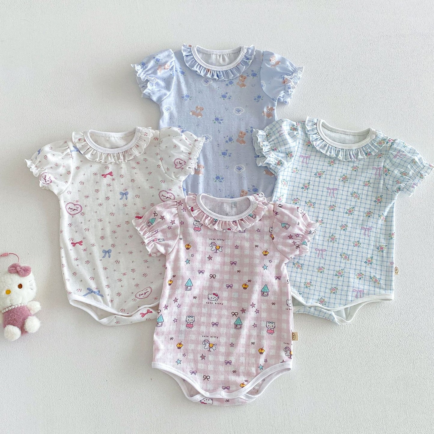 Cartoon Summer Super Cute Lace Collar Floral Romper Born Jumpsuit, Climbing Suit