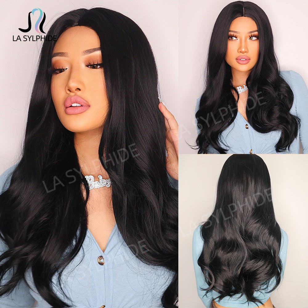 Curly Hair Partial Bangs Female Mechanism Wig Long Curls