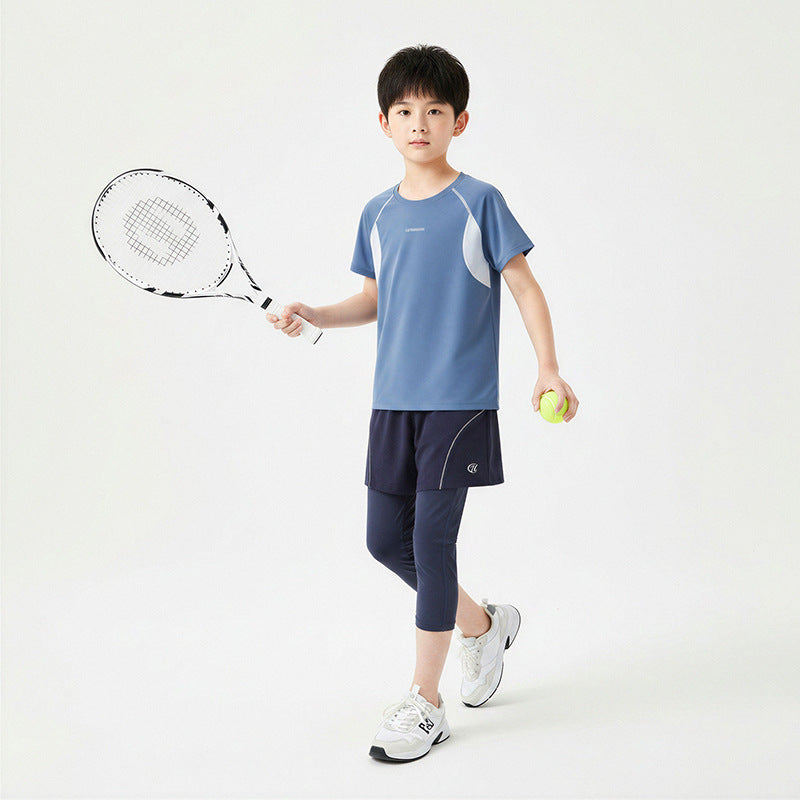 Summer Thin Breathable Class Sports Top Stitching Cool Sense Moisture Children's T-shirt