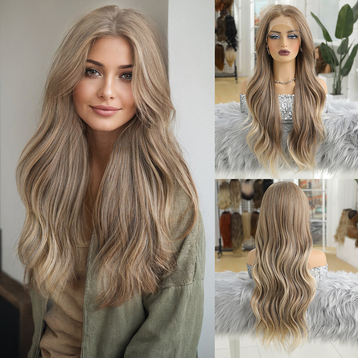 Lace Large Area Medium Wave Curly Wig Long Curls