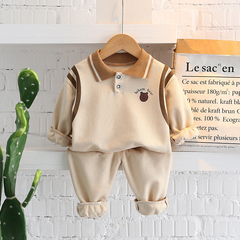 Children's Two-piece Cartoon Lapel Boys Autumn Clothing Children's Suit
