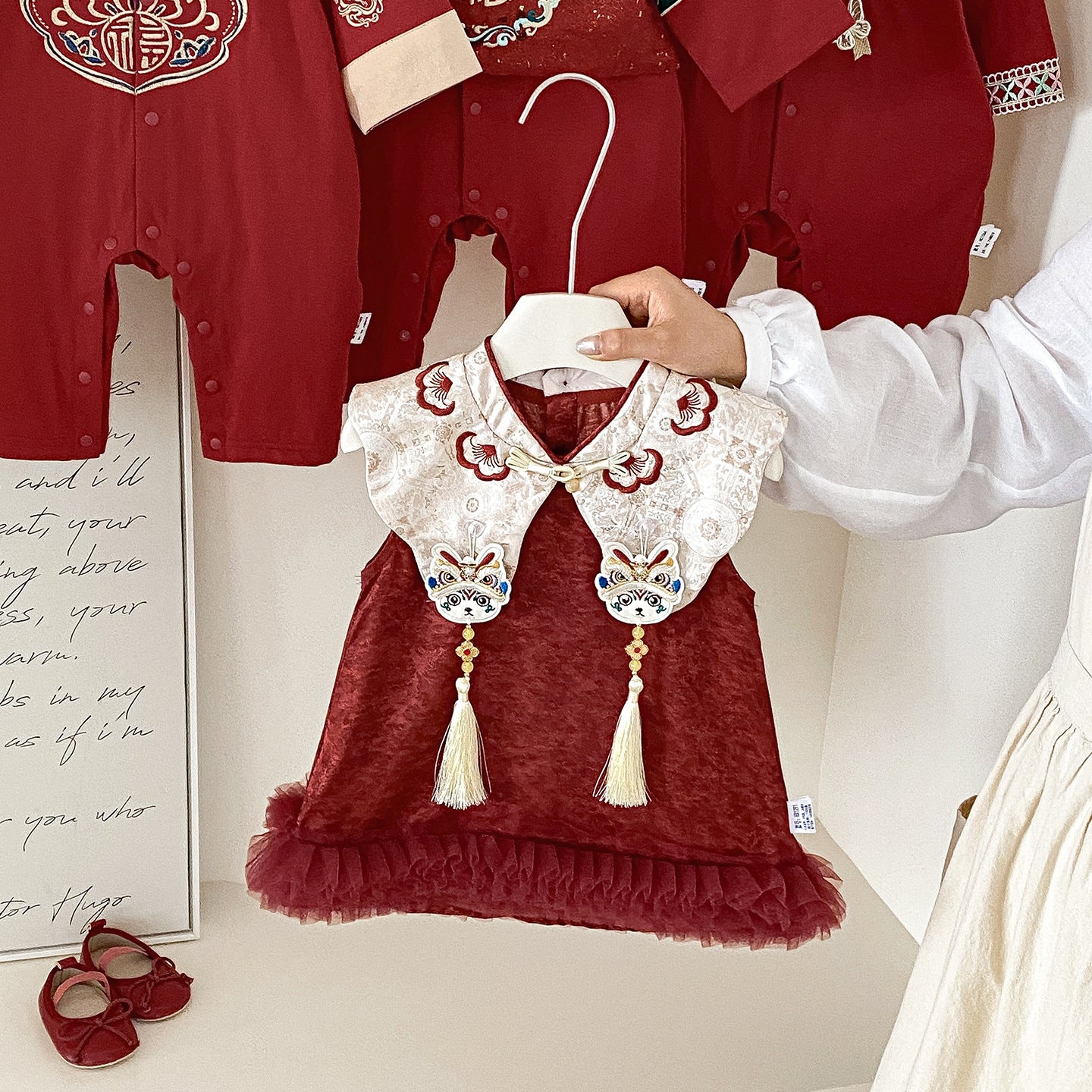 Summer Red Festive Princess One Year Old Children's Dress