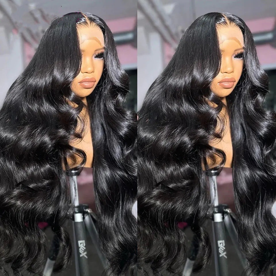 Medium Black Curly Hair Front Lace Wig Long Curls