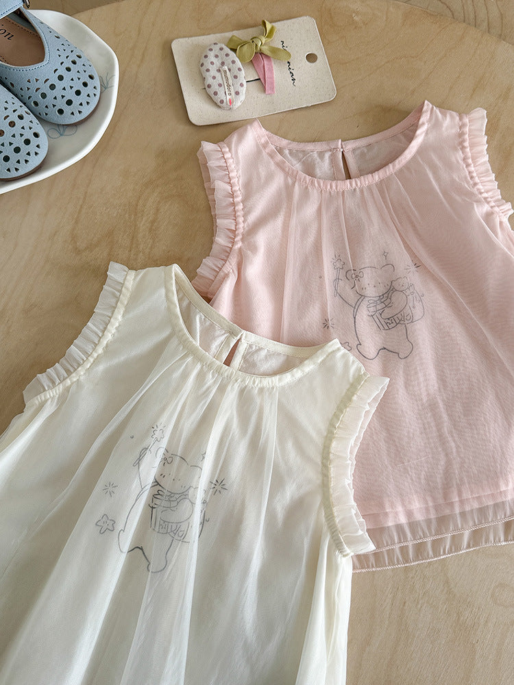 Cartoon Bear Mesh Vest Doll Shirt Children's T-shirt