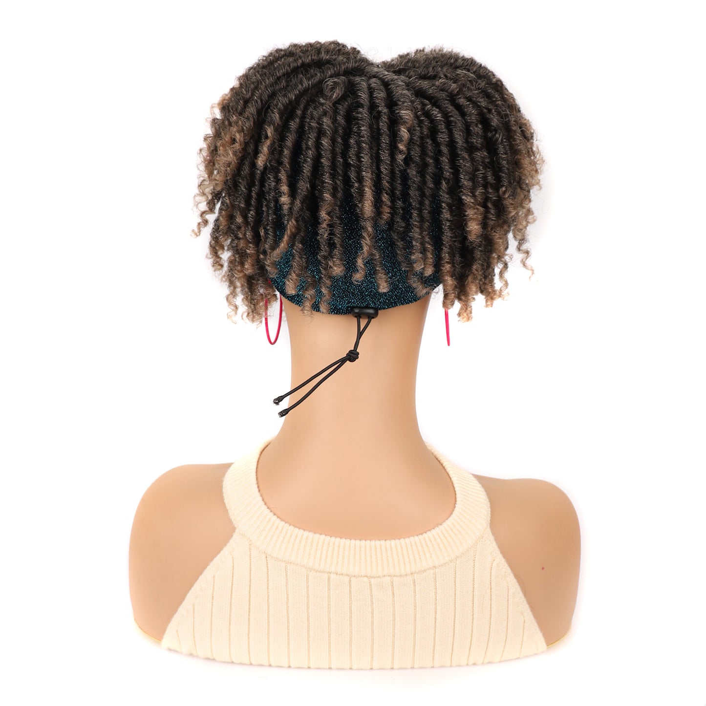 Head Cover Black Blue Turban Dreadlocks Wig Short Curly Hair