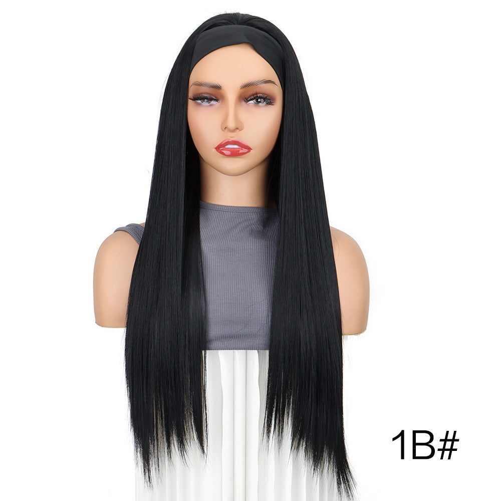Women's Scarf Black Hair Band Long Straight Other Wig