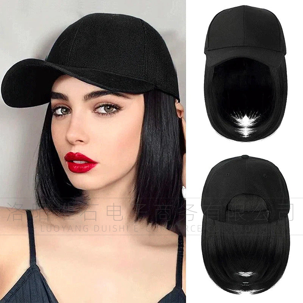 Ladies Hooded Personality Chemical Fiber Head Wig Short Straight Hair