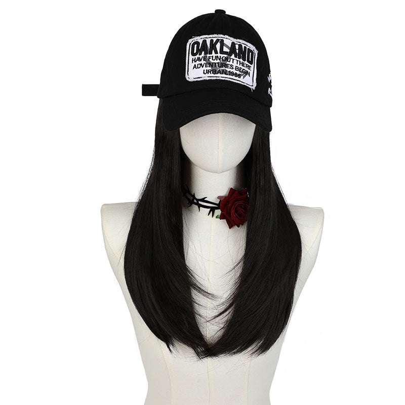 Export Hat Integrated Adjustable Retro Three-dimensional Long Straight Wig