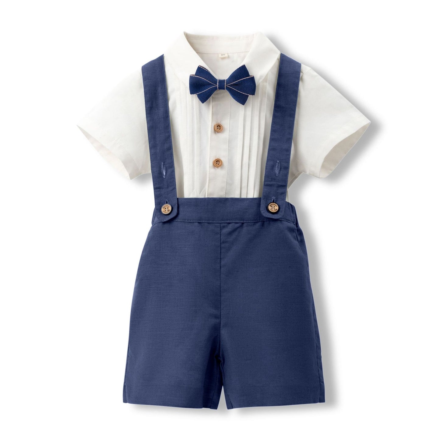 Children's Summer Clothing Solid Color Shirt Overalls Dress Two-piece Set Children's Suit